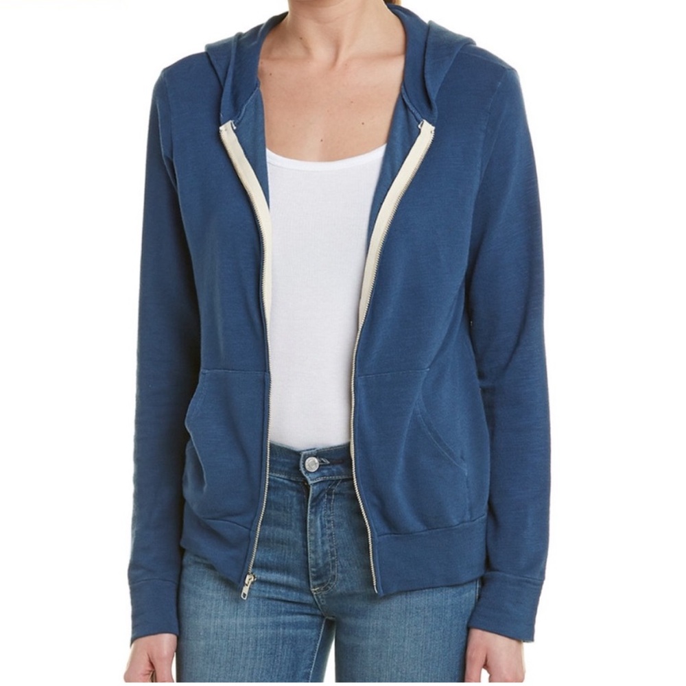 Monrow classic blue supersoft zip hoodie Xsmall